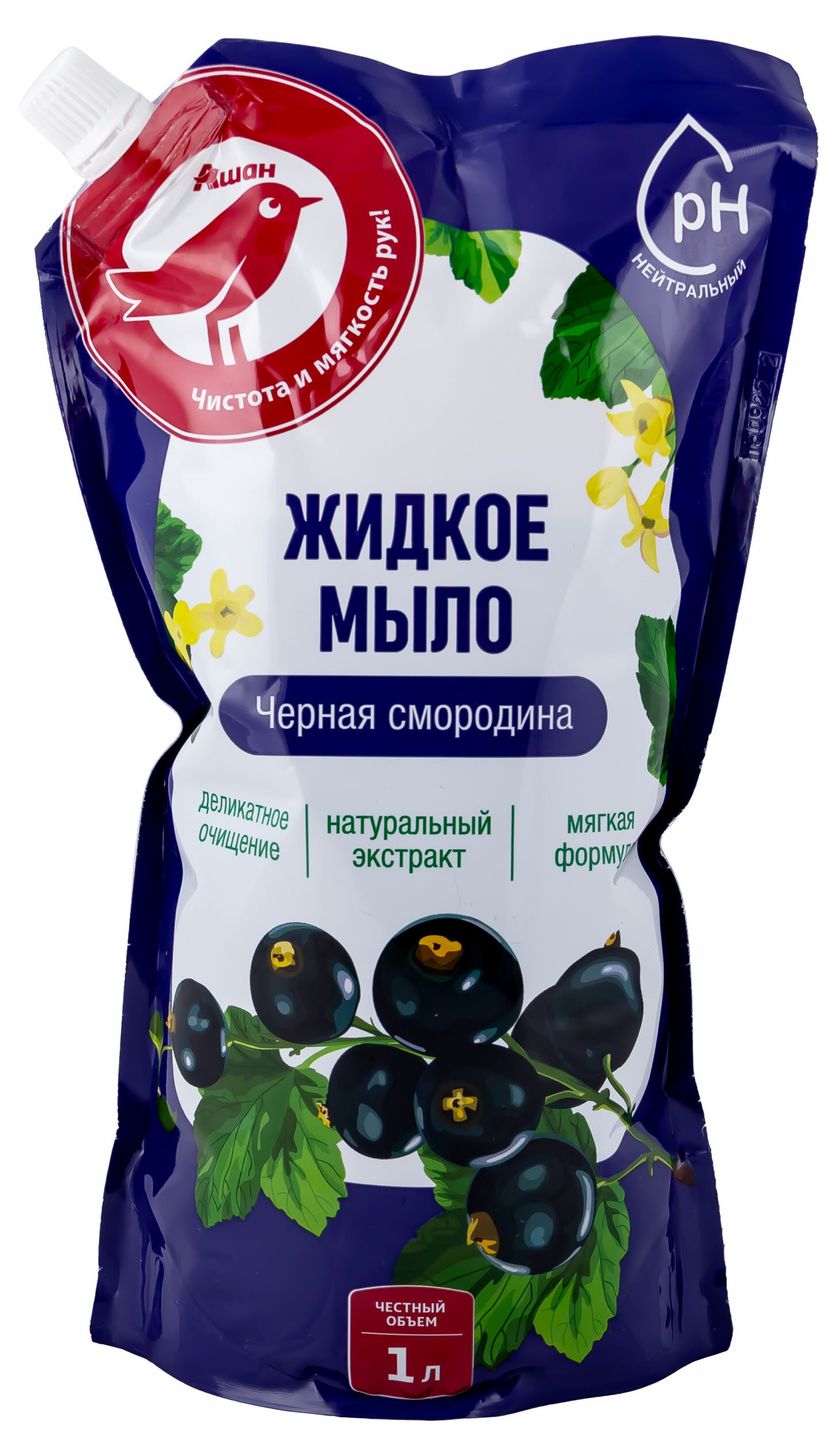 фото Мыло ашан Красная птица жидкое с ароматом черной смородины, 1 л