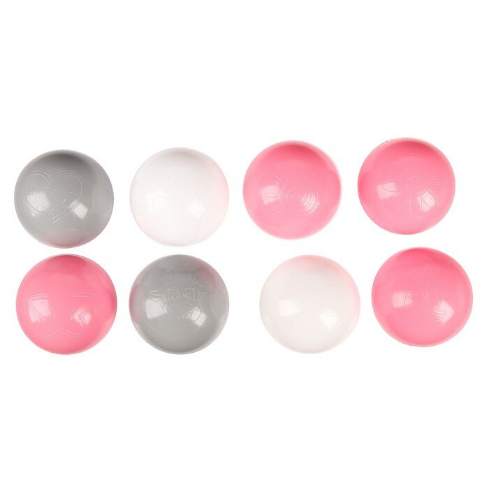 Соломон Шарики для сухого бассейна с рисунком, диаметр шара 7,5 см, набор 30 штук, цвет розовый, белый, серый - фотография № 3