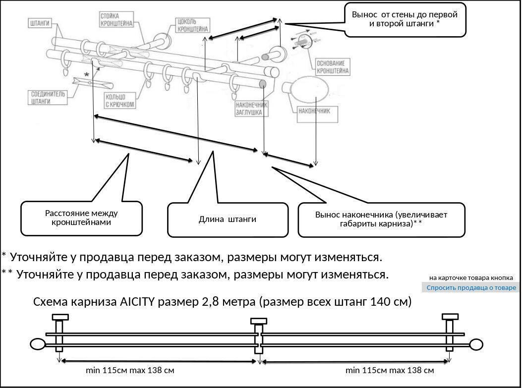 Карниз для штор 2,8 метра AICITY лукка 21 белый глянец - фотография № 2