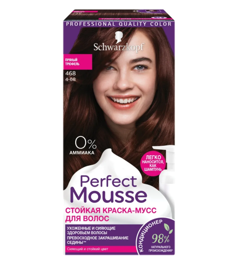 Шварцкоп / Schwarzkopf Perfect Mousse - Краска-мусс для волос стойкая 468 Пряный трюфель 35 мл