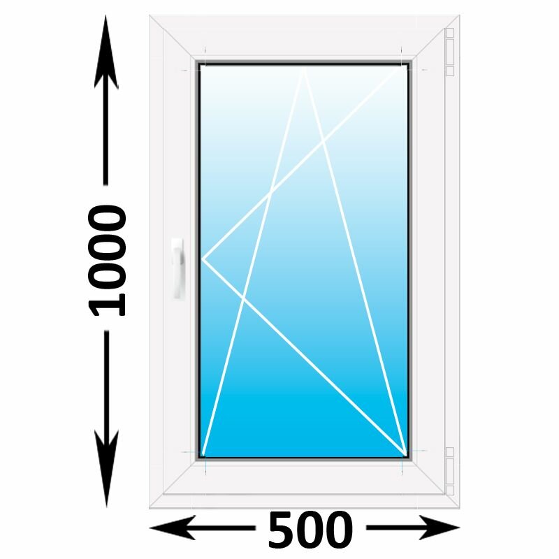 Пластиковое окно MELKE Lite 60 одностворчатое 500x1000 с однокамерным энергосберегающим стеклопакетом (ширина Х высота) (500Х1000)