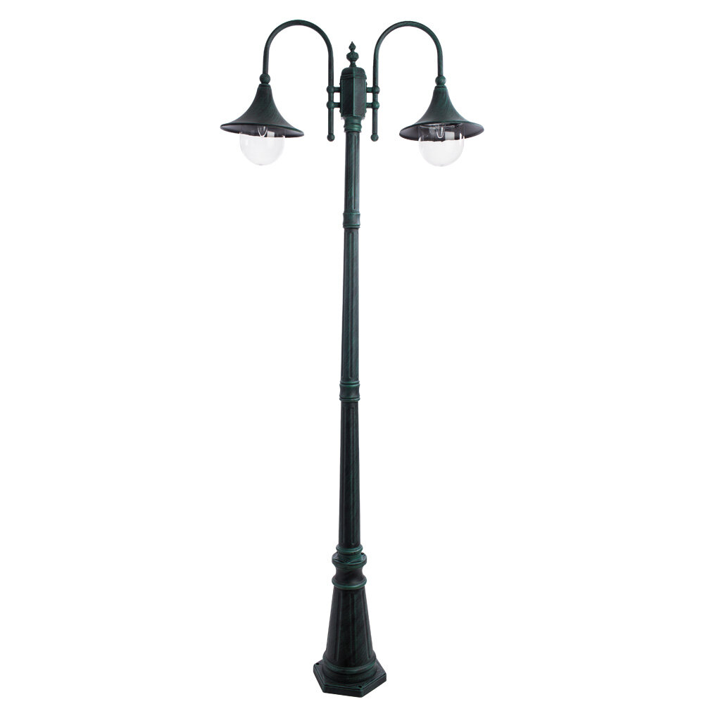 Столб фонарный уличный Arte Lamp MALAGA A1086PA-2BG, Черный, E27
