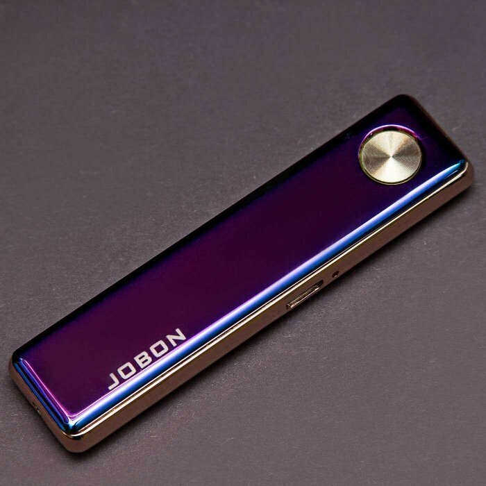 Электронная USB зажигалка ветрозащитная электронная спиральная беспламенная Jobon Beebest Ultra-thin Charging Lighter Black