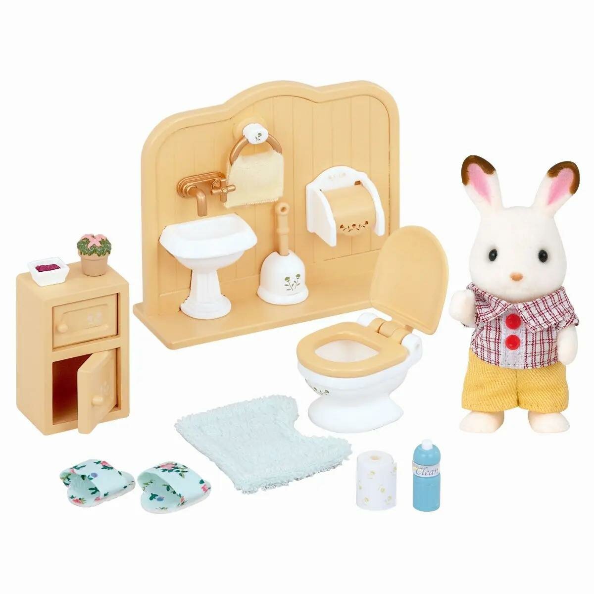 Фигурка с мебелью Sylvanian Families "Братик-кролик и туалетная комната", с аксессуарами, в коробке