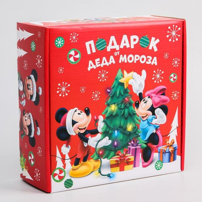 Коробка подарочная складная "С Новым Годом! Подарок деда Мороза" Микки Маус 24.5 × 24.5 × 9.5 см