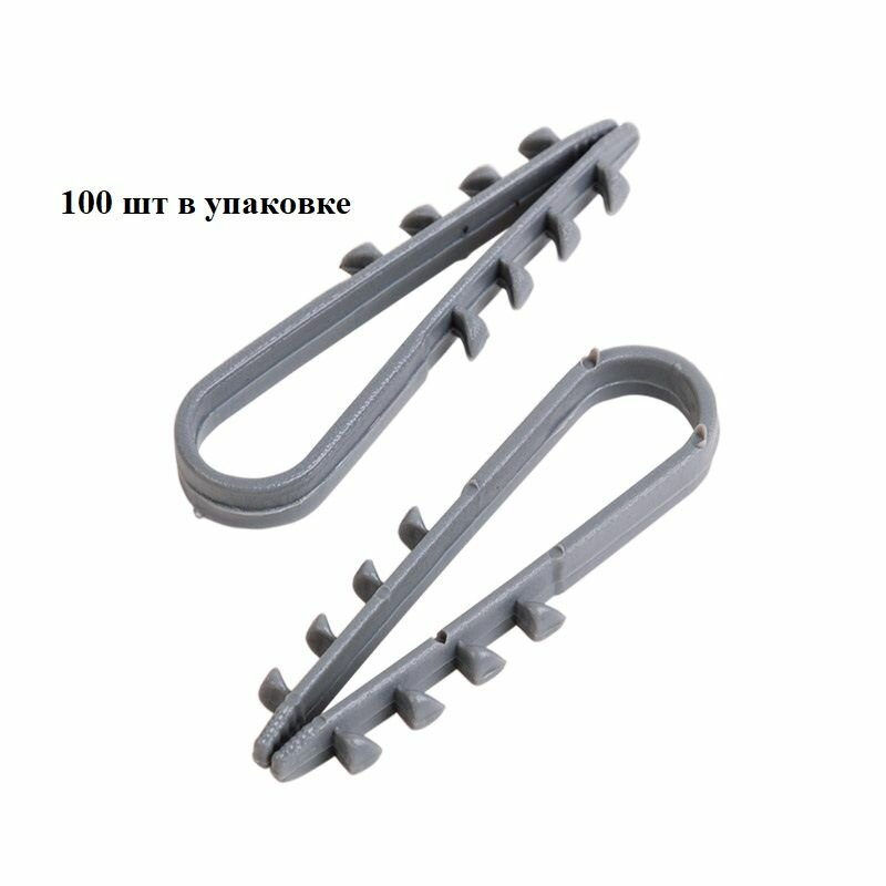 фото Дюбель-хомут нейлоновый PROconnect 5-10 мм, серый, упаковка 100 шт.