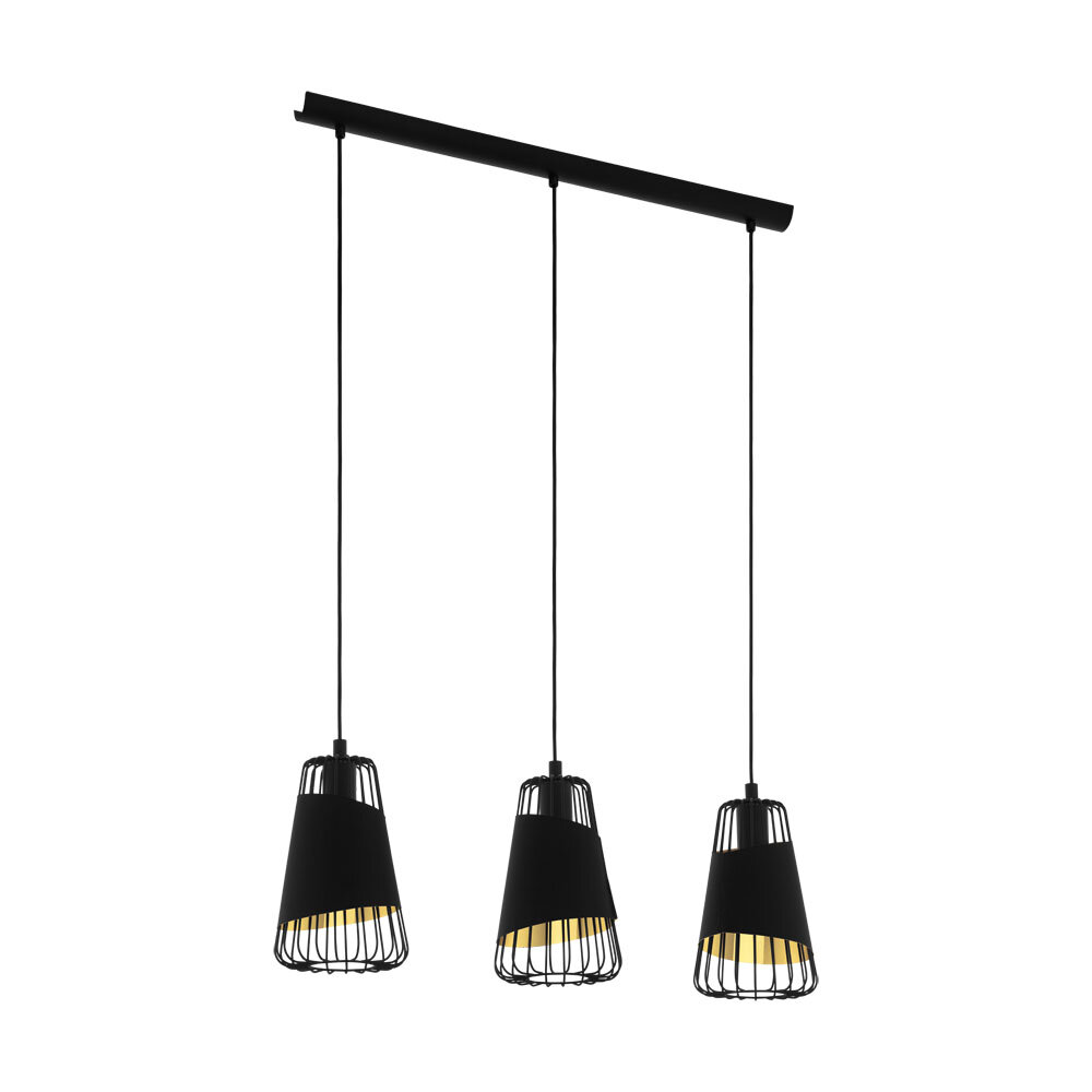 49448 Подвес AUSTELL, 3х60W (E27), L765, B165, H1100, сталь, черный/текстиль, черный, золотой