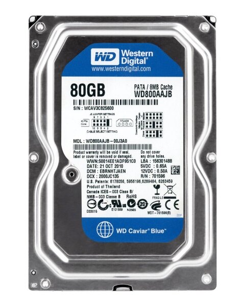 Жесткий диск Western Digital WD Blue 80 ГБ WD Blue 80 GB (WD800AAJB)