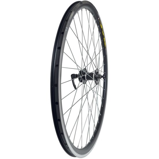 Колесо велосипедное Veloolimp 27,5" переднее, обод двойной алюминиевый чёрный, алюминиевая втулка с промышленными подшипниками, под диск 6 отверстий, с эксцентриком, чёрная
