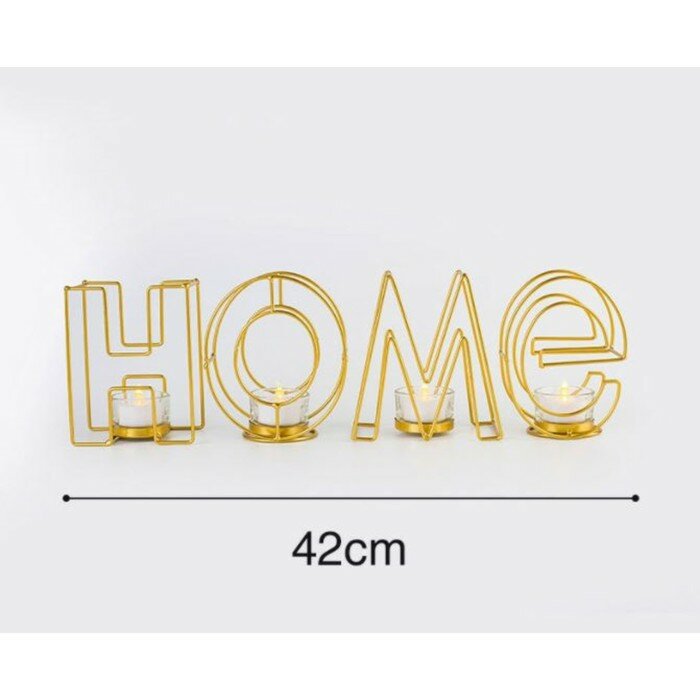 Подсвечник металлический настольный "Home", 13.5 х 42 см, золото - фотография № 4