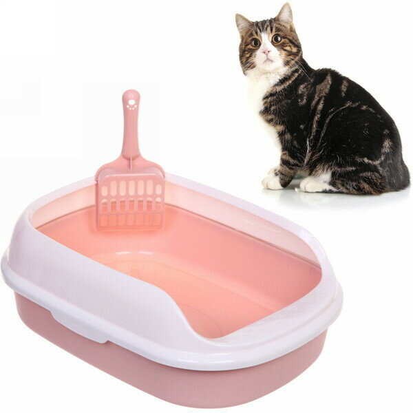 Туалет для кошек «Кис-кис» 40*29*13,5см с совком, цвет розовый - фотография № 2