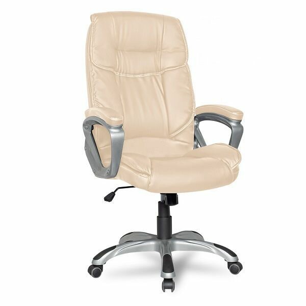 Офисное кресло College CLG-615 LXH для руководителя макс. нагрузка 120 кг обивка из кожи вес 18 кг с регулировкой высоты бежевый