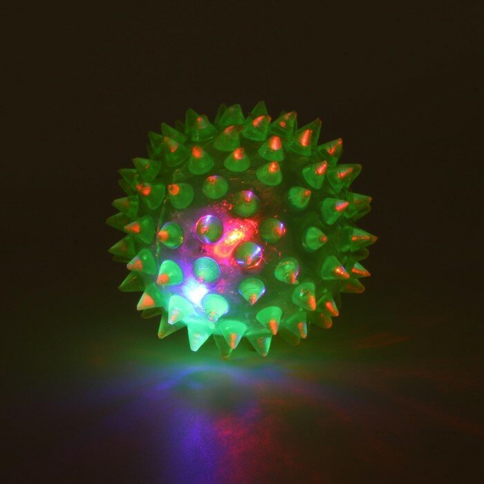 Мяч светящийся для собак средний, TPR, 5,5 см, жёлтый - фотография № 4