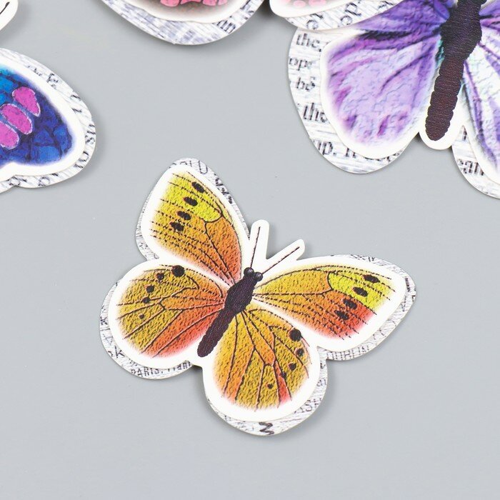 Бабочки картон двойные крылья "Газетные" набор 12 шт h=4-10 см на магните - фотография № 2