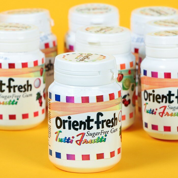 Жевательная резинка без сахара ORIENT FRESH со вкусом тутти-фрутти, 60 г - фотография № 2