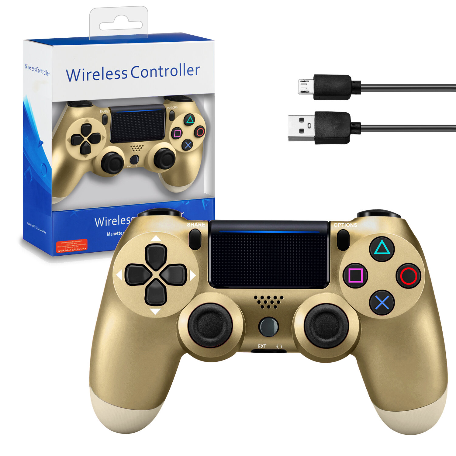 Джойстик для PS4 беспроводной AA золото (no logo)