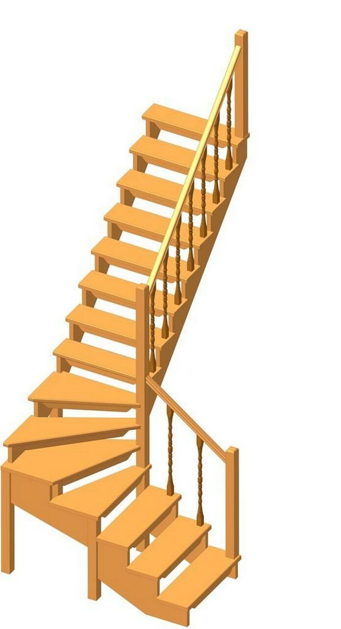 Деревянная межэтажная лестница ЛЕС-09 3105 проем 2580-900 Сосна
