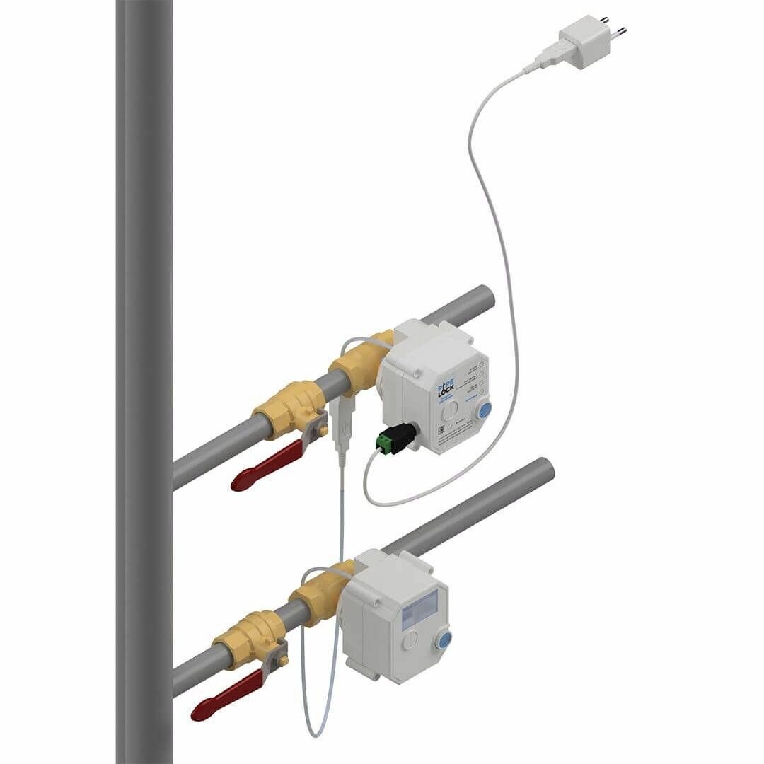 Набор PipeLock с двумя электроприводами Dy15 для горячей и холодной воды (PL-200-15) - фотография № 2