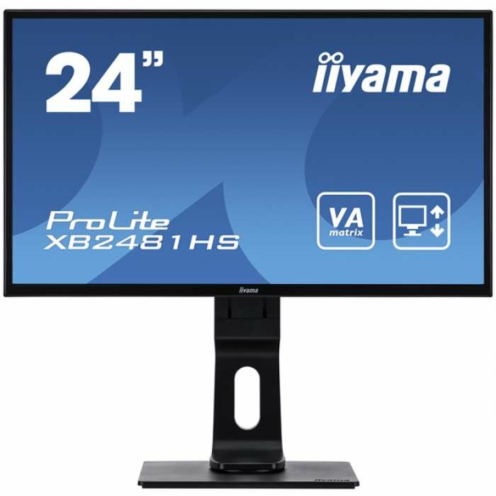  23,6" Iiyama ProLite XB2481HS-B1 1920x1080 VA LED 16:9 6ms VGA DVI HDMI 12M:1 3000:1 178/178 250cd HAS Pivot Tilt Swivel Speakers Black ( XB2481HS-B1, , LCD, Full HD , D-Sub )