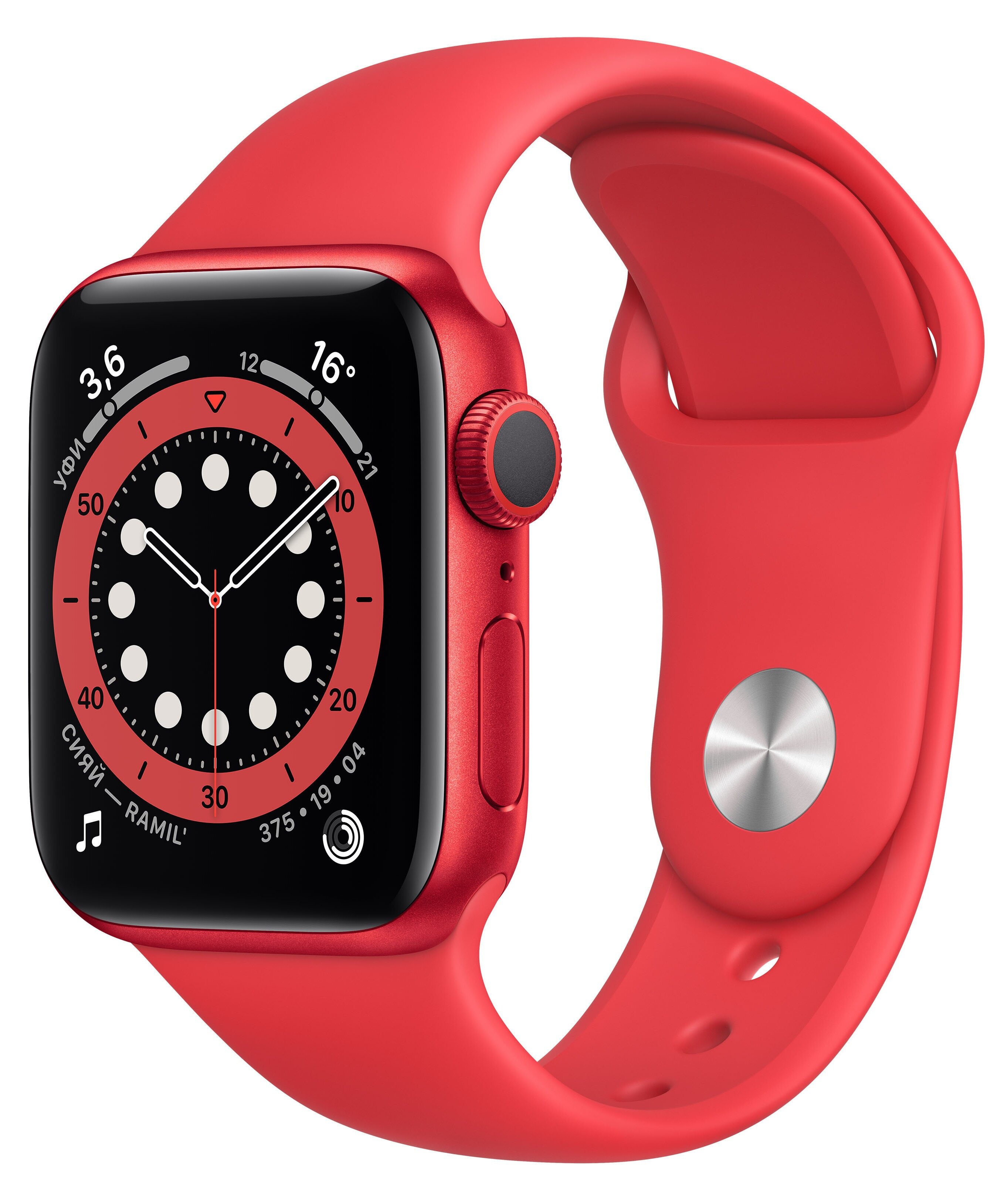 Умные часы Apple Watch Series 6, 44 мм, корпус из алюминия цвета (PRODUCT)RED, спортивный ремешок красного цвета