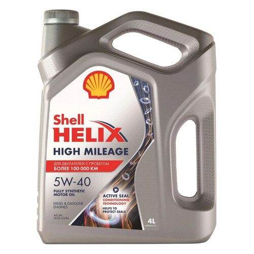 Моторное масло SHELL Helix High Milleage, 5W-40, 4л, синтетическое [550050425]