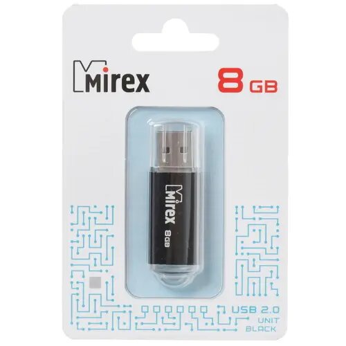 Флешка 8Gb Mirex Unit черный USB 2.0 (13600-FMUUND08)