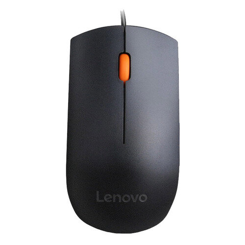 Мышь Lenovo 300, оптическая, проводная, USB, черный и оранжевый [gx30m39704]