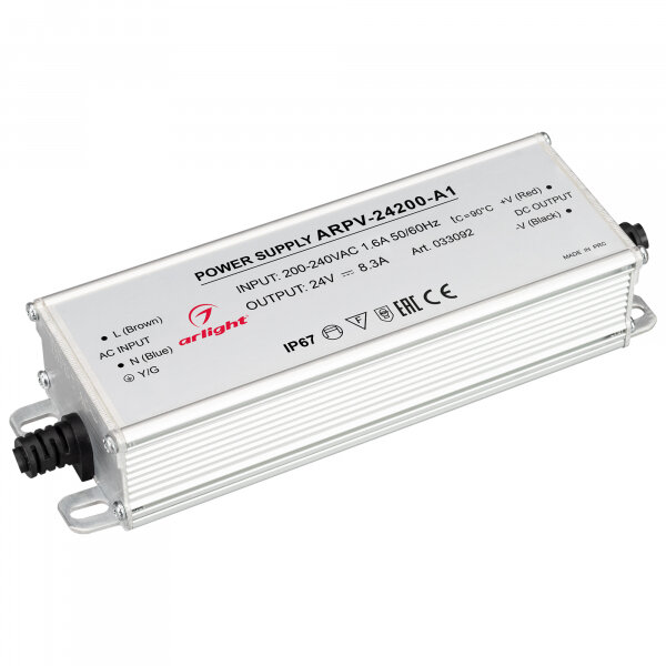 Arlight Блок питания ARPV-24200-A1 (24V, 8.3A, 200W) (IP67 Металл, 3 года)