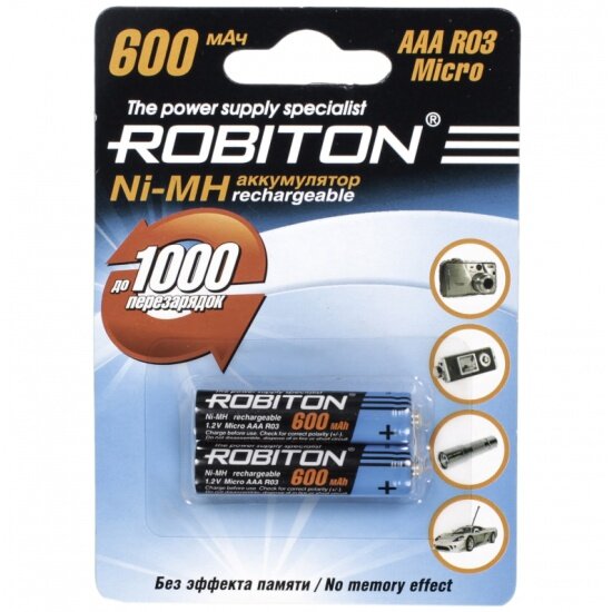 Аккумулятор ROBITON LR03 AAA 600 mAh (уп 2шт)