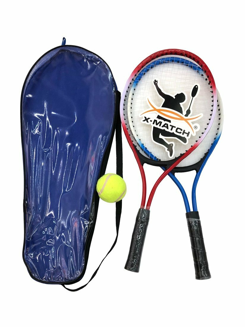 фото Ракетки для большого тенниса Х-Math, ракетки 2 шт. мяч 1 шт., чехол, красная+ синяя X-Match 649274