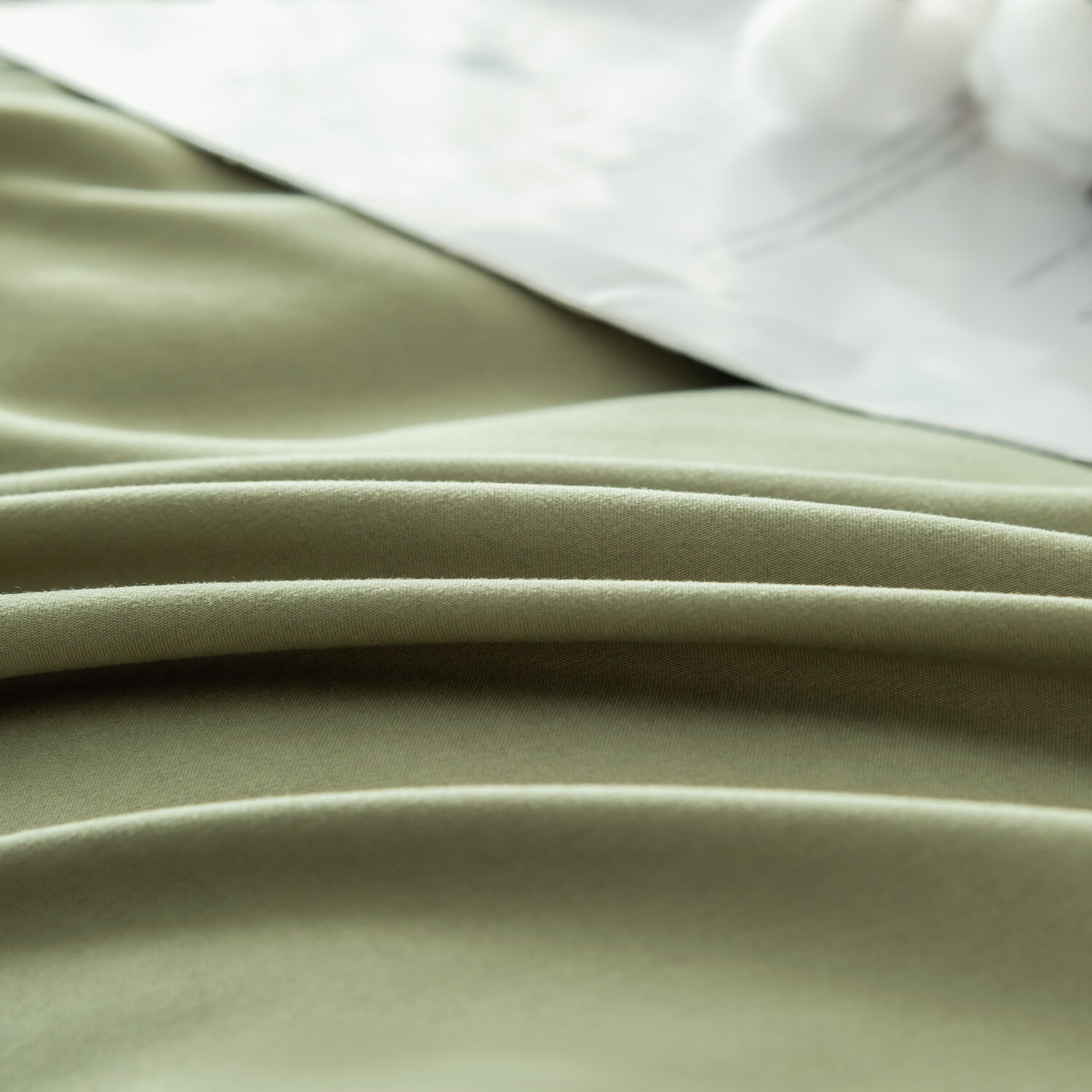 Комплект постельного белья Однотонный Сатин Вышивка на резинке CHR048 - фотография № 3