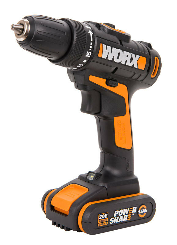 Дрель-шуруповерт аккумуляторная Worx WX101, 30Нм, 20В, АКБ x2 1,5А*ч, ЗУ 0,4А, сумка, коробка