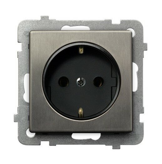 фото Ospel Sonata Медь (Новое серебро) Розетка 1-я с/з Schuko, без рамки