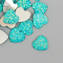 Кабошон "Сердце", цвет голубой 12 мм, 20 шт.