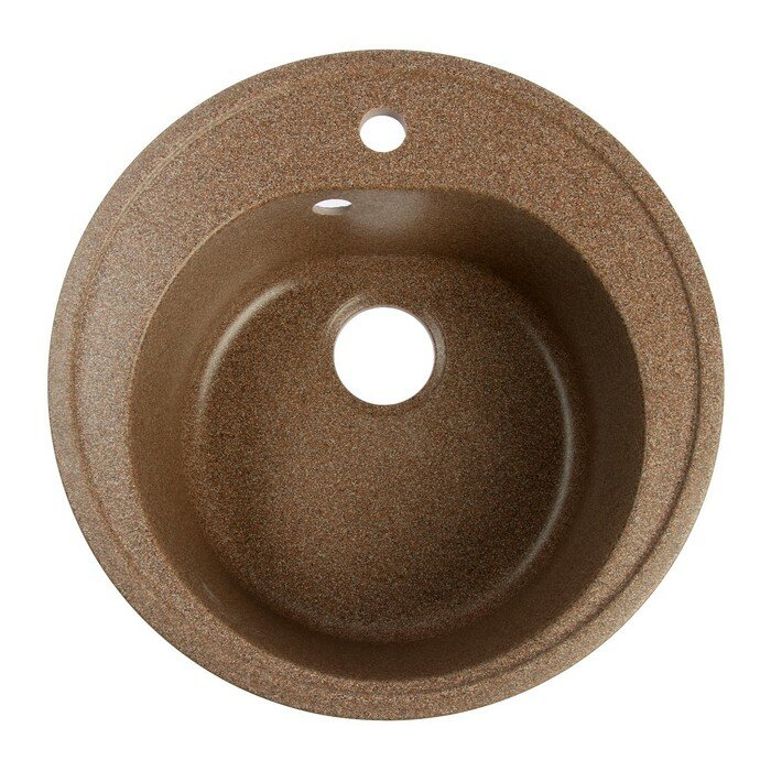 Мойка для кухни из камня ZEIN 3/Q9, d=510 мм, круглая, перелив, цвет терракот - фотография № 1