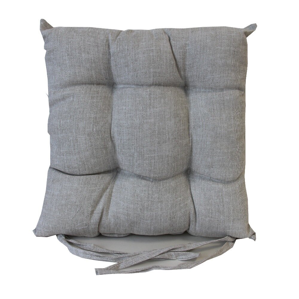 Подушка-сидушка Sonnet с завязками для стула рогожка 40 x 40 см лен