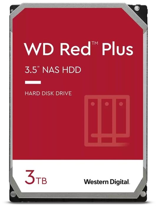 Western Digital Жесткий диск 3ТБ Western Digital Red Plus WD30EFZX, 5400об./мин., 128МБ (SATA III) (oem)