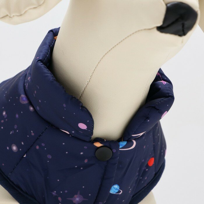 Куртка для собак "Космос", размер L, темно-синяя (ДС 35, ОШ 32, ОГ 44 см) - фотография № 5