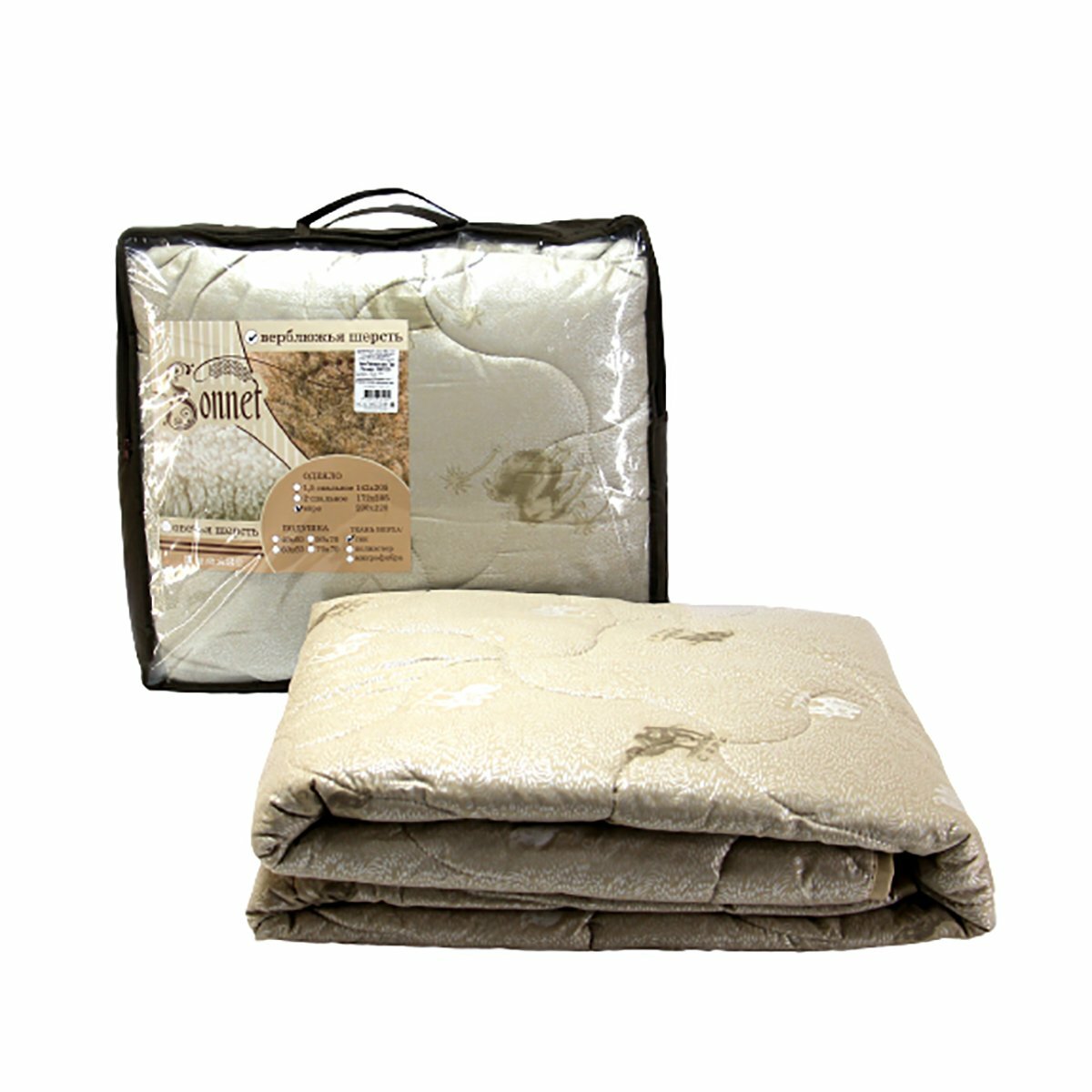 Одеяло Sonnet Верблюжья шерсть, чехол тик, 142 x 205 см