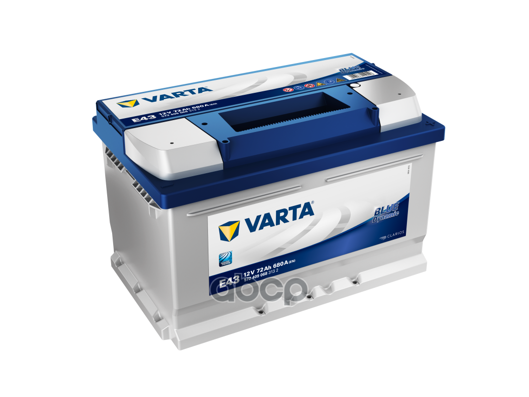 Аккумулятор Varta Blue Dynamic 72 А/Ч Обратная R+ E43 278x175x175 En680 А Varta арт. 572 409 068