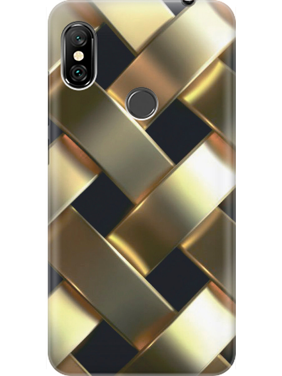 Силиконовый чехол на Xiaomi Redmi Note 6 / Note 6 Pro / Сяоми Редми Ноут 6 / Ноут 6 Про с эффектом блеска "Золотистое плетение"