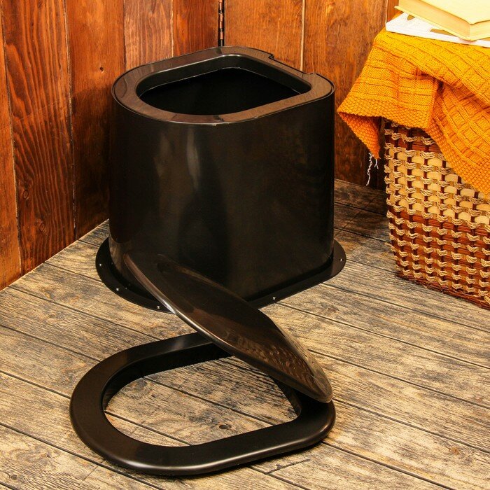 Альтернатива Туалет дачный, h = 35 см, без дна, с отверстиями для крепления к полу, чёрный - фотография № 4