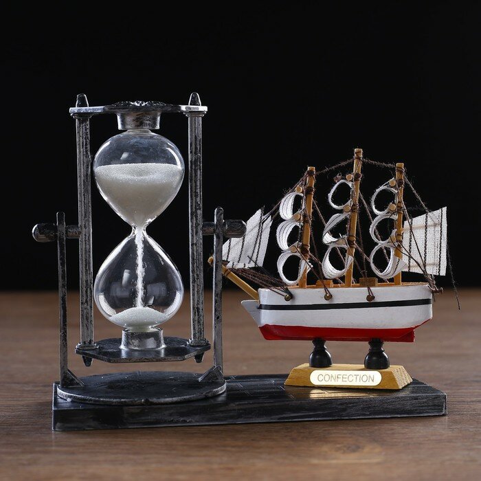 Песочные часы "Фрегат", сувенирные, 15.5 х 6.5 х 12.5 см, микс - фотография № 3