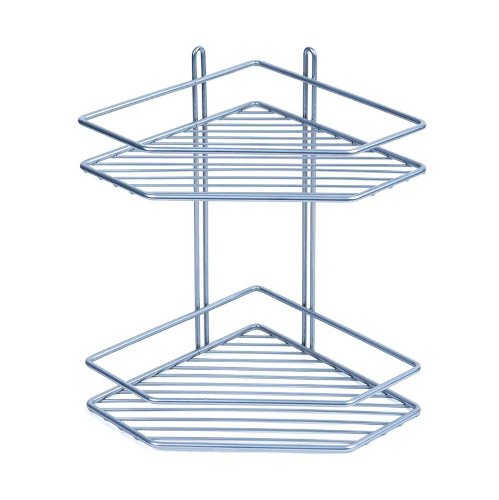 фото Полка сетчатая 2-ярусная трапеция хром, 1 шт. в заказе