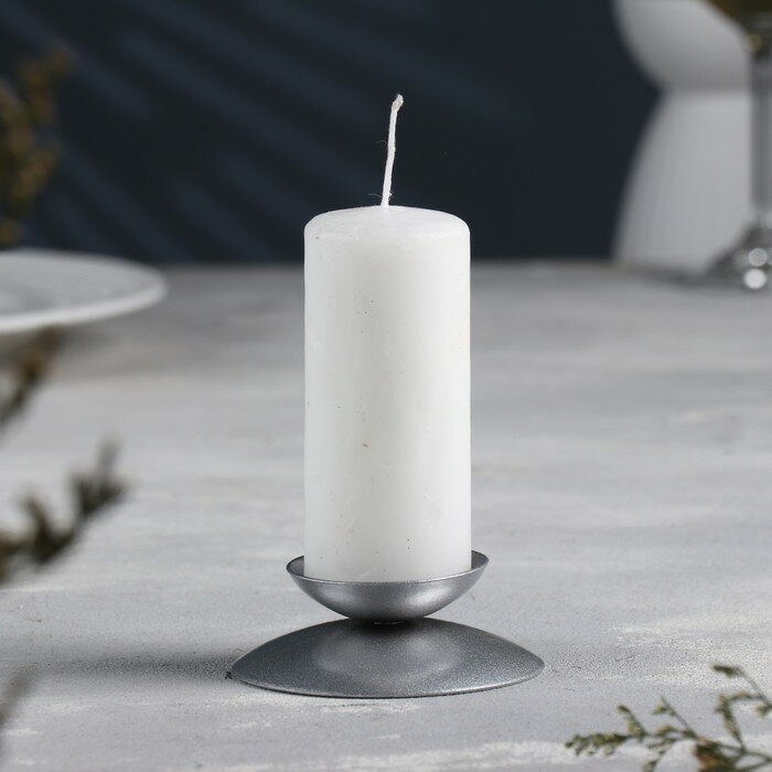 FlowMe Подсвечник "Гадальный Н" металл на одну свечу, 7,3х3 см, серебро - фотография № 1