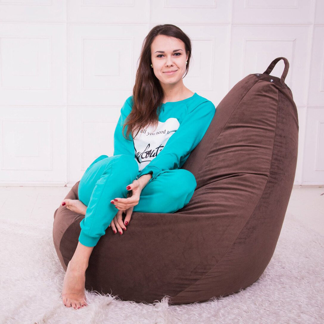 Детское мягкое кресло из велюра шоколадного цвета Размер XL ( 100х70см ) Антивандальное и легкое в уходе - фотография № 2