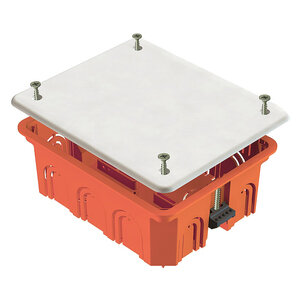 Коробка распределительная (GE41028) для скрытой установки в гипсокартон 120х92х45 мм 12 вводов оранжевая IP20 с крышкой с саморезами