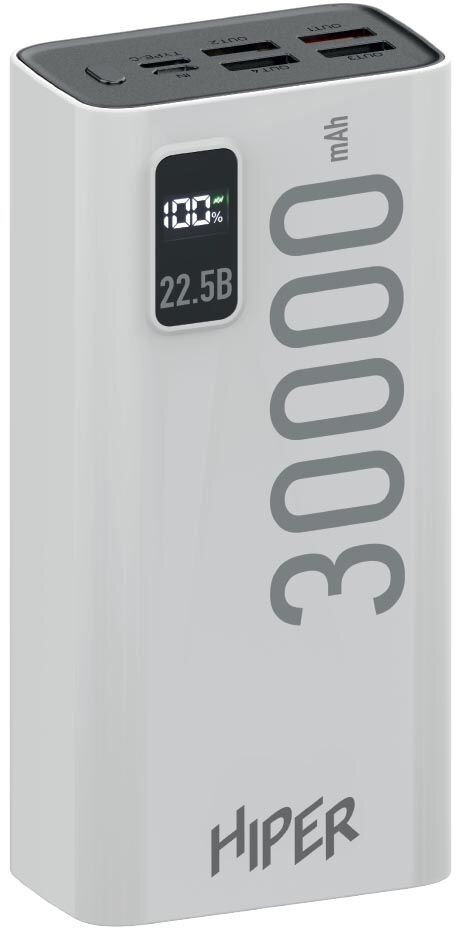 Внешний аккумулятор (Power Bank) HIPER EP 30000, 30000мAч, белый [ep 30000 white]