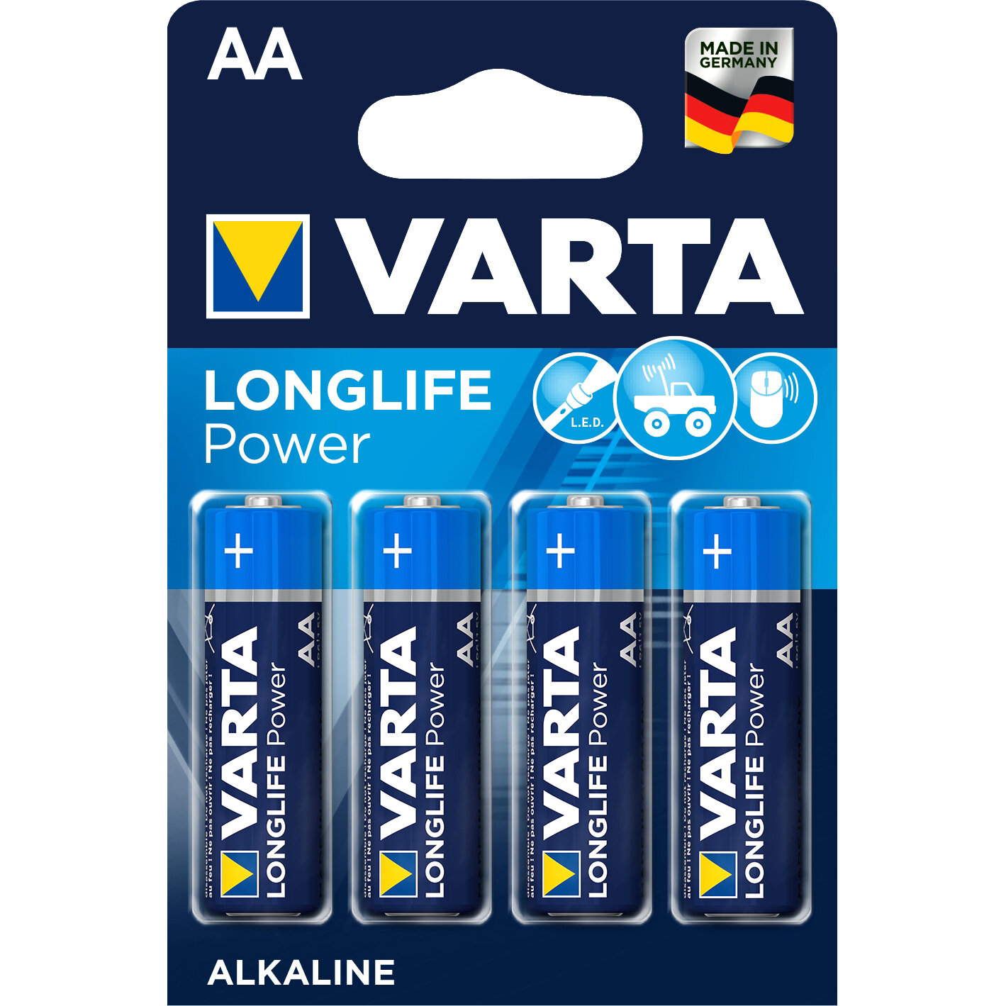 Varta LONGLIFE POWER LR 6AA (04906121414) Батарейка Varta LONGLIFE POWER (HIGH ENERGY) LR6 AA BL4 Alkaline 1.5V (4906) (4/80/400) (4 шт.) 04906121414