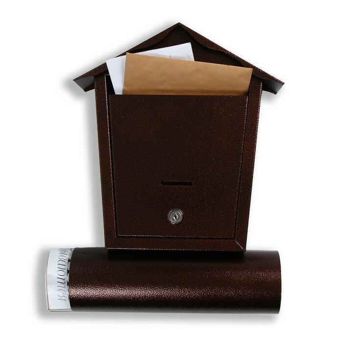 Ящик почтовый с замком, «Домик», медный - фотография № 1